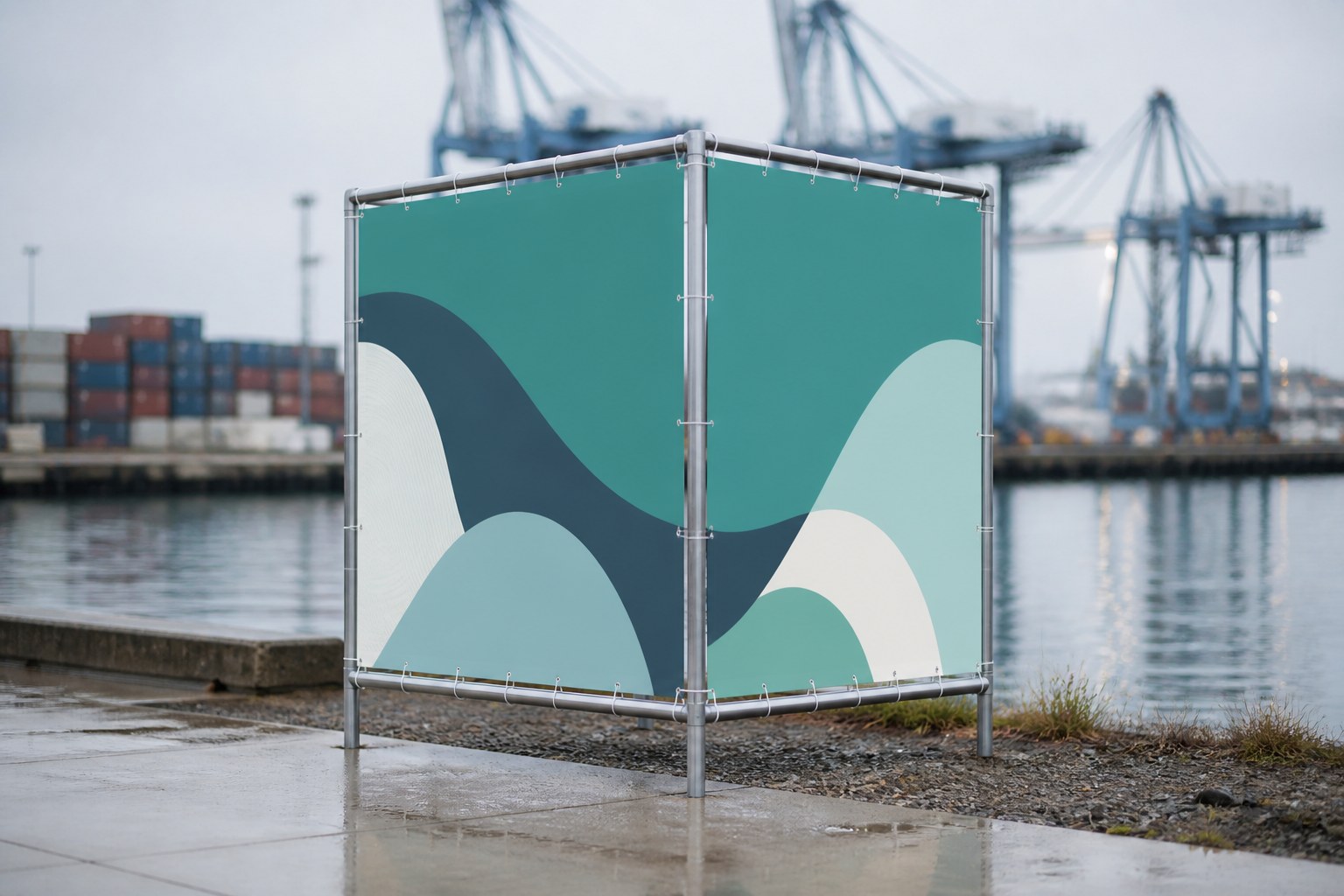 V-form 2-sidet fritstående bannersystem
